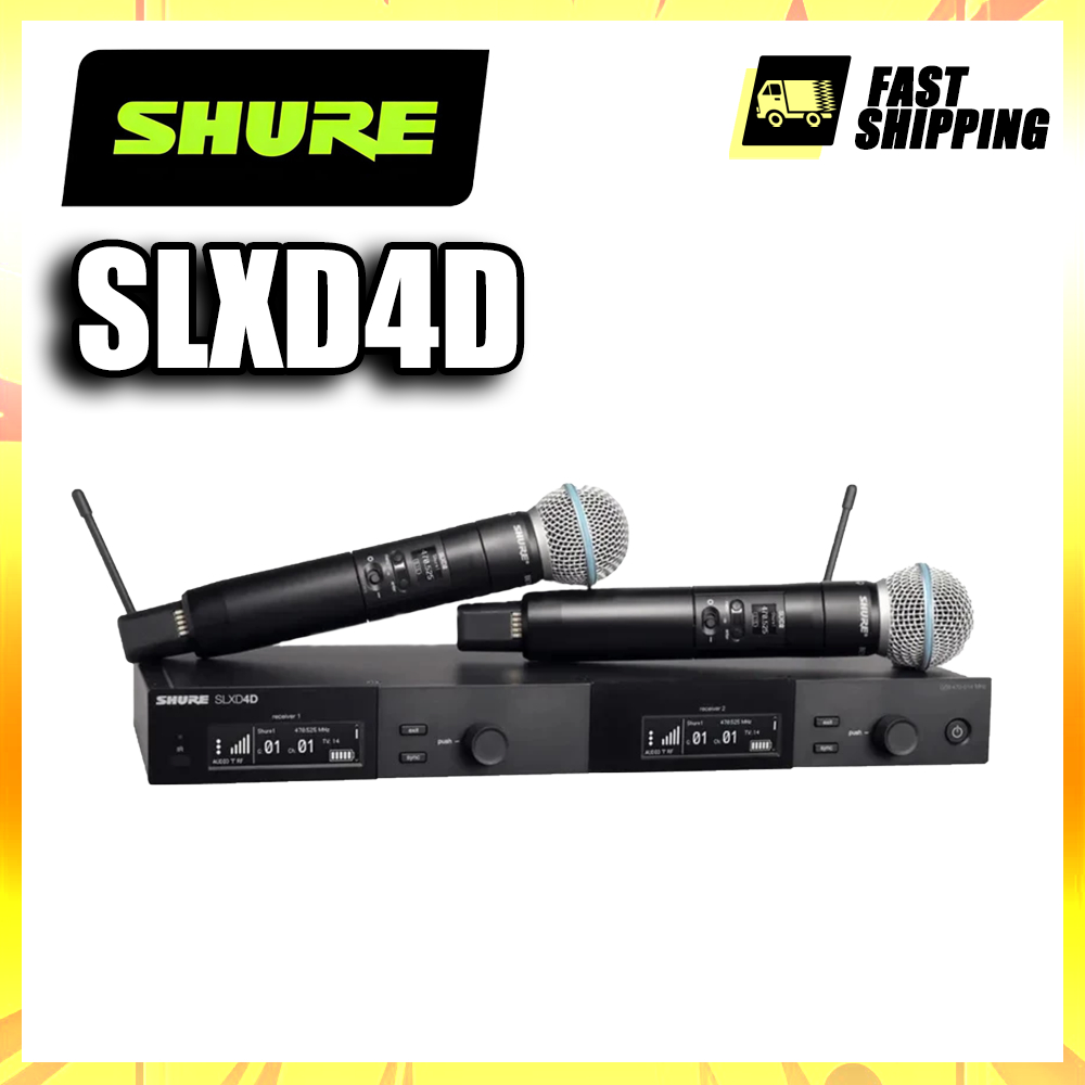 SLXD4D /BETA58A ตัวรับสัญญาณสองช่อง - สําหรับระบบไมโครโฟนไร้สายดิจิตอล SLX-D