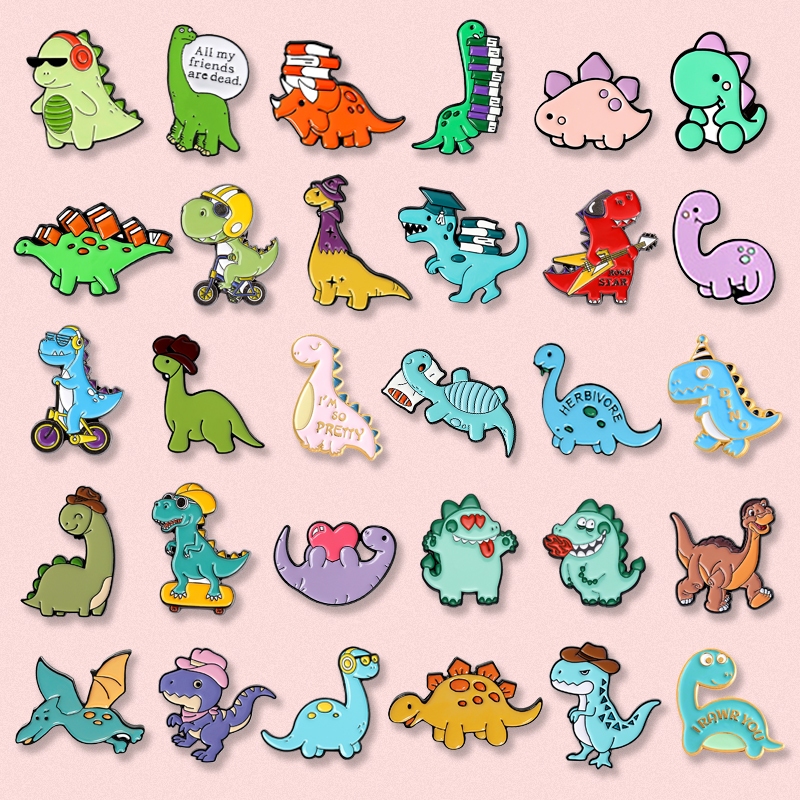 การ์ตูนไดโนเสาร์เข็มกลัด Pterosaur Triceratops Tyrannosaurus Rex สัตว์น่ารักเคลือบ Pin กระเป๋าเป้สะพายหลัง Badge ของขวัญเครื่องประดับสําหรับเพื่อน