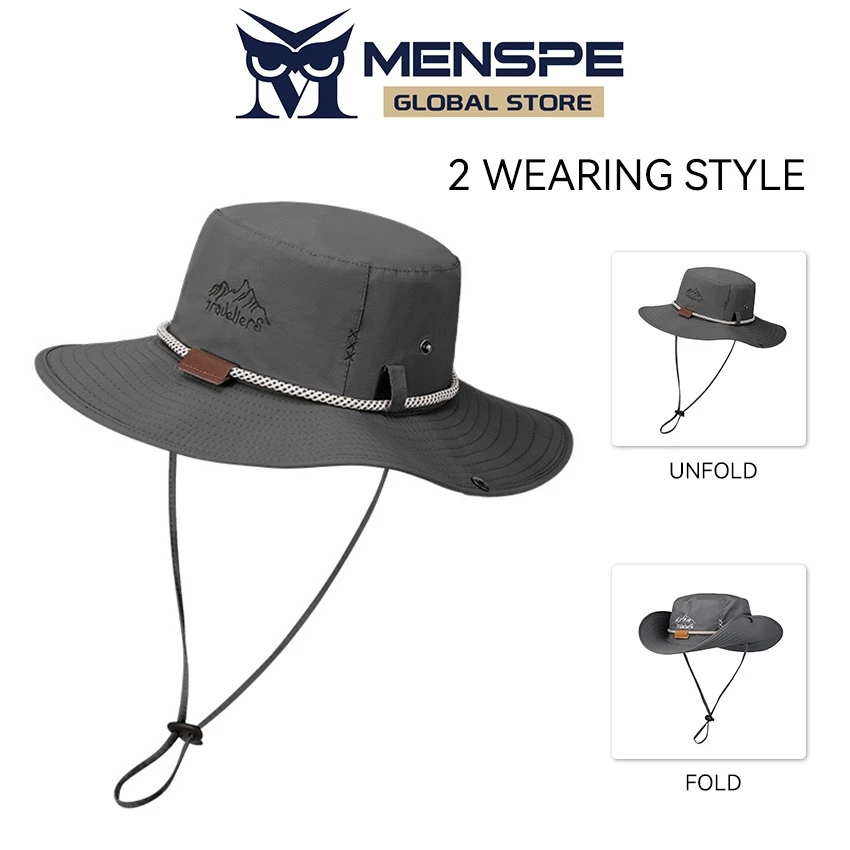 หมวกกลางแจ้ง Unisex ป้องกันแสงแดด แห้งเร็วและระบายอากาศได้ดี สำหรับการเดินป่าและการตกปลา พร้อมปีกด้านข้างขนาดใหญ่สำหรับฤดูร้อน