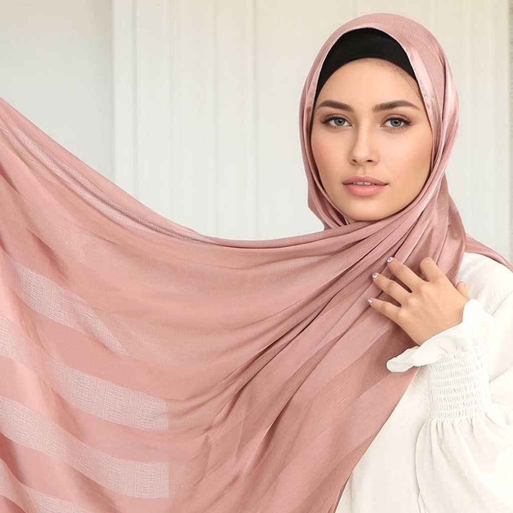 Doria Tudung Shimmer Silk Hijab Shawl Glitter Shimmer ผ้าพันคอมุสลิมไล่โทนสี Ramp Hijab Headscarf Tu