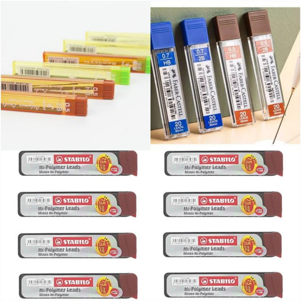 1 หลอด Faber Castell/Stabilo/PLIOT 0.5 มม./0.3 มม./0.7 มม.ไส้ดินสออัตโนมัติ (HB/2B/B)