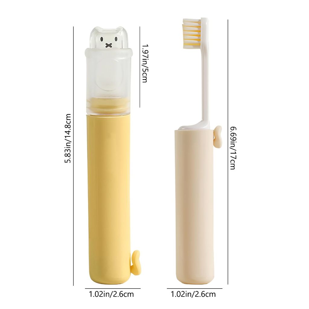 2 ใน 1 ชุดแปรงสีฟันเดินทางแบบพกพาพร้อมฝาปิดและกล่องยาสีฟันพับและหัวเปลี่ยนเหมาะสําหรับบ้านเดินทางกลางแจ้งเดินป่าตั้งแค - รูปที่ 7