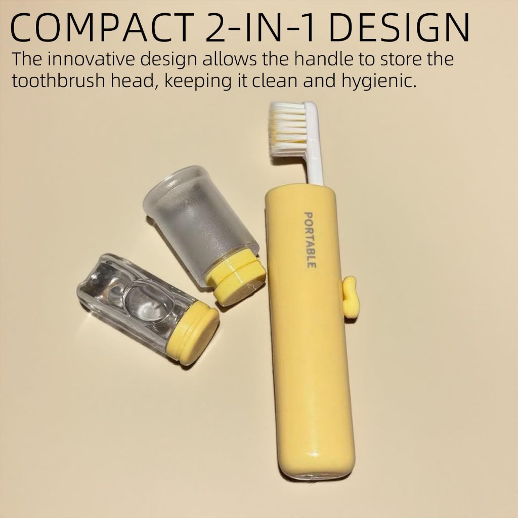 2 ใน 1 ชุดแปรงสีฟันเดินทางแบบพกพาพร้อมฝาปิดและกล่องยาสีฟันพับและหัวเปลี่ยนเหมาะสําหรับบ้านเดินทางกลางแจ้งเดินป่าตั้งแค - รูปที่ 5