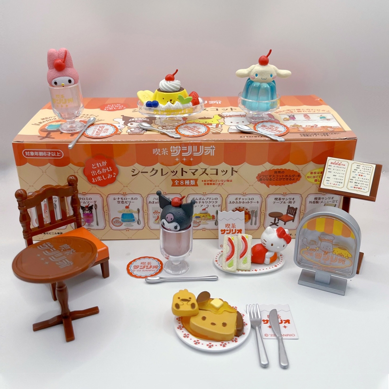 8 ชิ้น/เซ็ตการ์ตูนอะนิเมะ My Melody ชายามบ่ายพุดดิ้งขนมหวาน Kuromi Hello Kitty Cinnamoroll Pom Pom Purin รุ่น Q PVC ตัวเลขการกระทําตุ๊กตาของเล่น