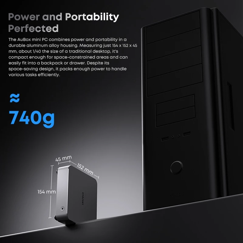 CHUWI AuBox Mini PC AMD Ryzen R7-8745 Windows 11 Pro WiFi 6 thumbnail 5