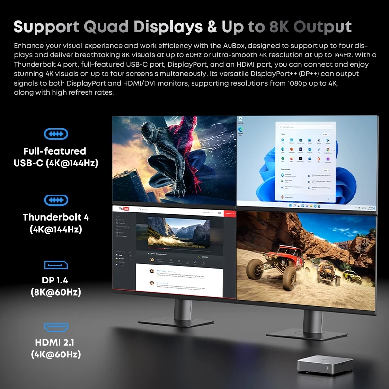 CHUWI AuBox Mini PC AMD Ryzen R7-8745 Windows 11 Pro WiFi 6 thumbnail 9