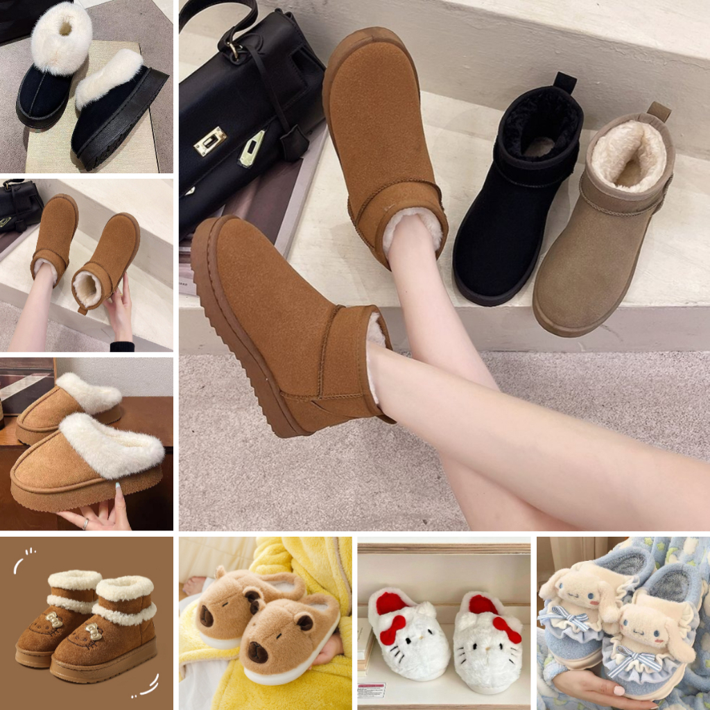 [KAN] รองเท้าบูทหิมะเพิ่มความสูงกํามะหยี่หนาด้านล่างสําหรับผู้หญิง FXH