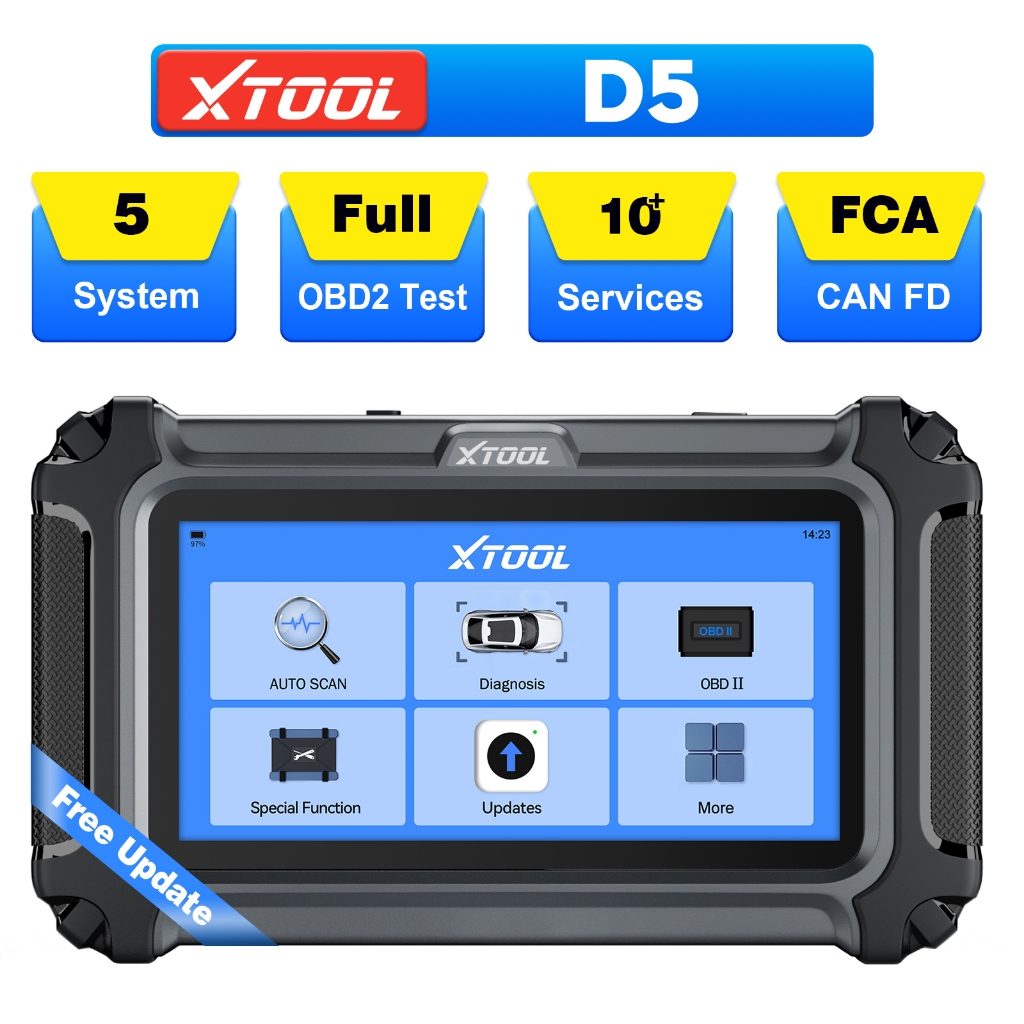XTOOL D5 Gearbox ABS EPB Airbag Engine 5 Systems Scanner 10+ Reset OBD2 Scanner Lifetime Free Update