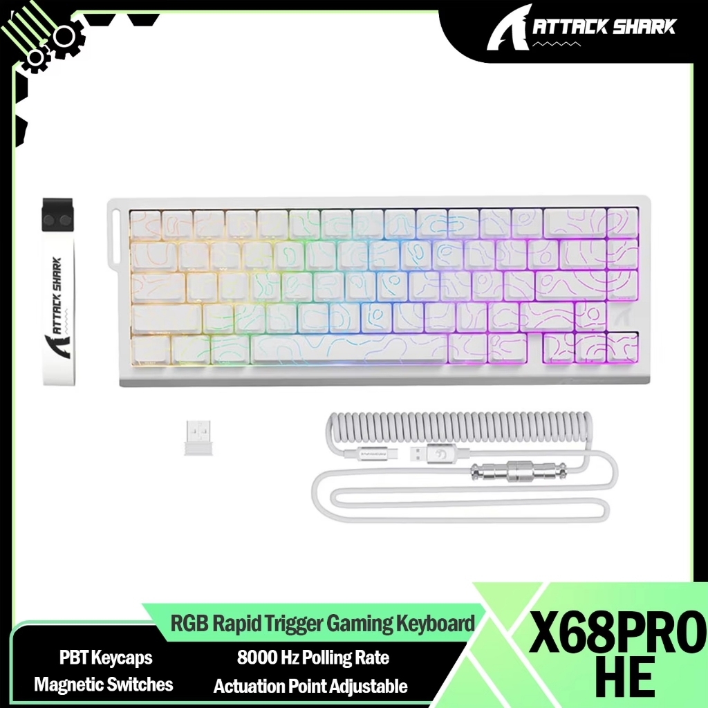 ATTACK SHARK X68PRO HE RGB Rapid Trigger Gaming Keyboard - 8KHz Polling Rate, Actuation Point ปรับได