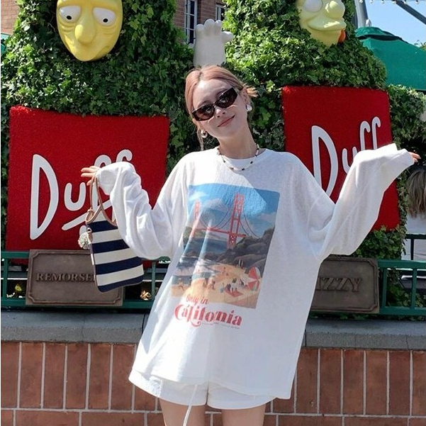 เสื้อยืดพิมพ์ลายแขนยาวผู้หญิงอเนกประสงค์ลําลองฤดูร้อน 250729