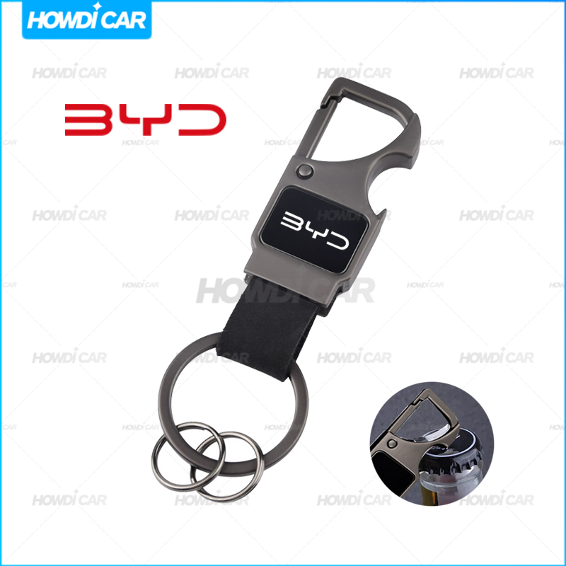 พวงกุญแจหนัง PU ที่เปิดขวดพวงกุญแจสําหรับ BYD
