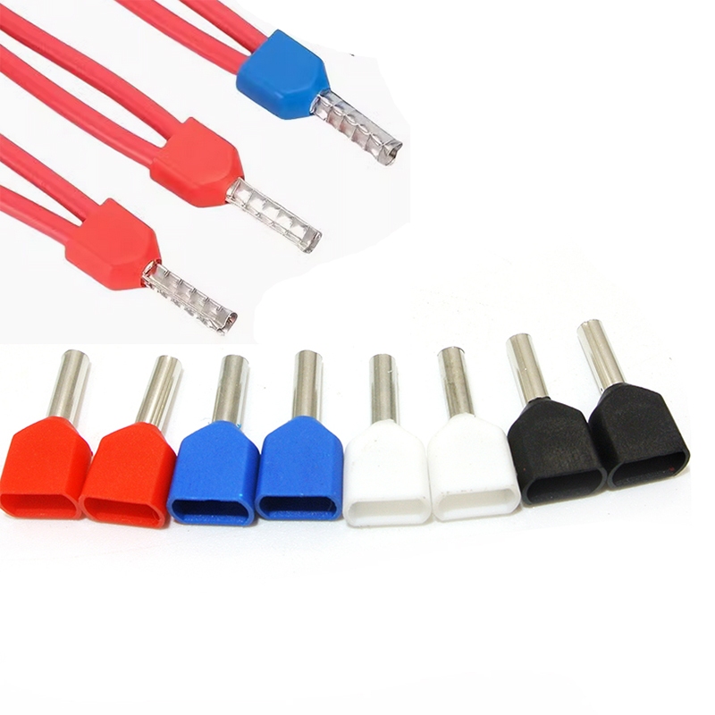 100PCS TE0508 TE1508 TE2508 Tubular Crimp Terminal สายไฟฉนวน Terminator บล็อกสายไฟ End Connector Cri