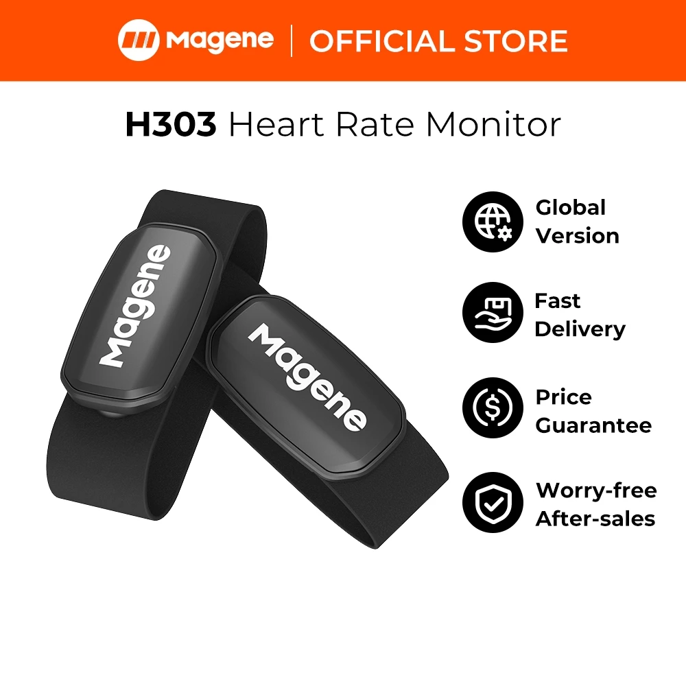 Magene H303 เซ็นเซอร์วัดอัตราการเต้นของหัวใจ Bluetooth ANT HR Monitor พร้อมสายรัดหน้าอก Dual Mode Sports Band Belt