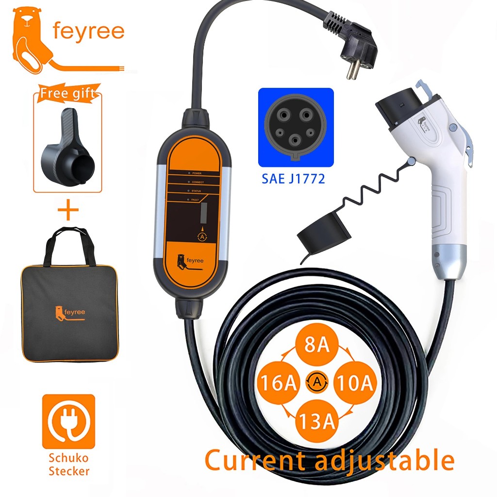 Feyree สายชาร์จ EV 16A Type1 j1772 แบบพกพา สําหรับรถยนต์ไฟฟ้า