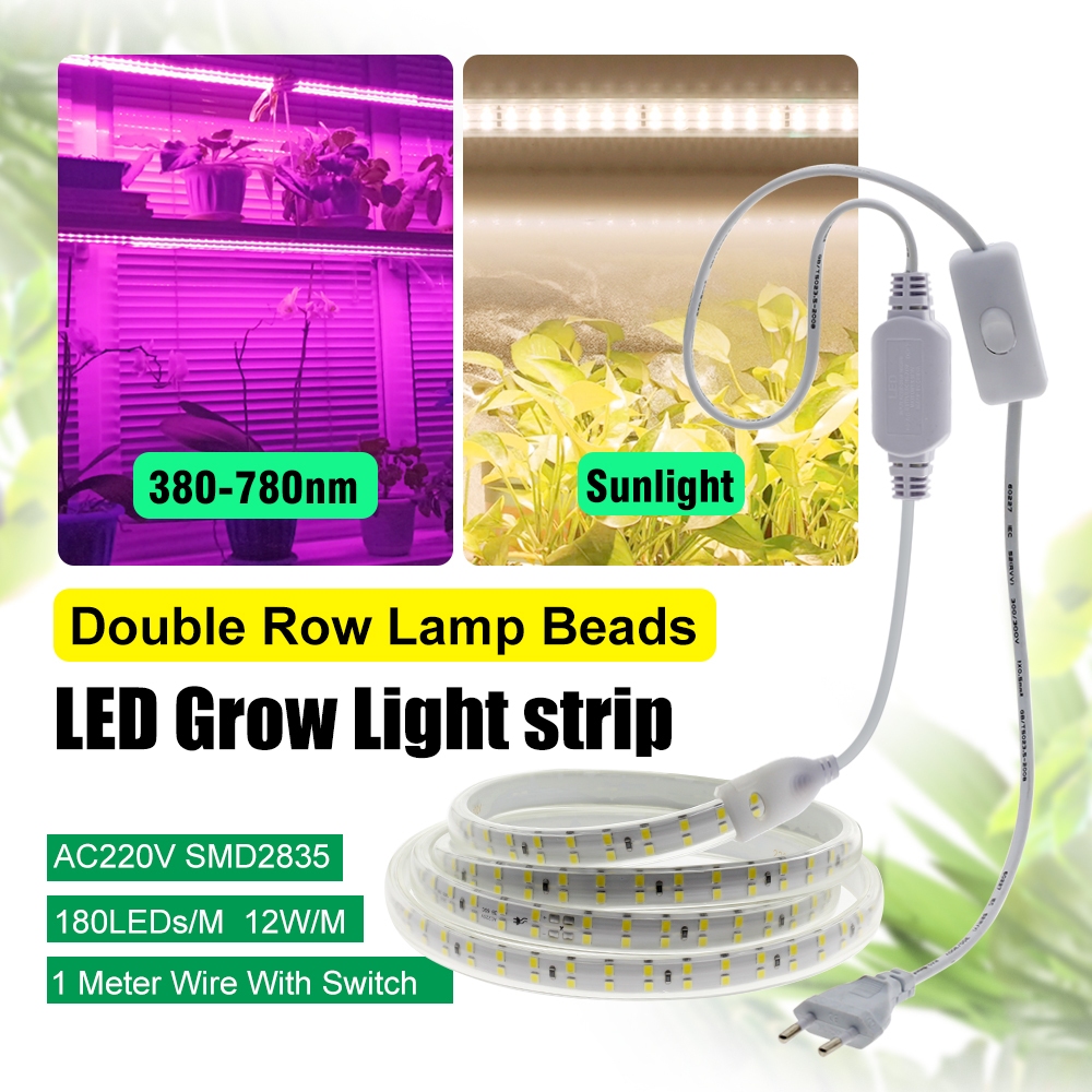 LED Grow Light Strip 2 M/3 M/5 M/10 M/20 M 180LED/s AC220V ยืดหยุ่น LED Strip สีแดง/Sunlight พืชปลูกสําหรับพืชดอกไม้ Hydroponic