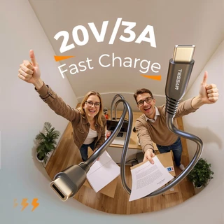 TESSAN 60W Fast Charge USB C ถึง USB C Type C สายชาร์จเร็วสําหรับโทรศัพท์ แล็ปท็อป 1 เมตร