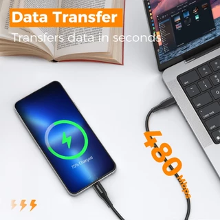 TESSAN 60W Fast Charge USB C ถึง USB C Type C สายชาร์จเร็วสําหรับโทรศัพท์ แล็ปท็อป 1 เมตร