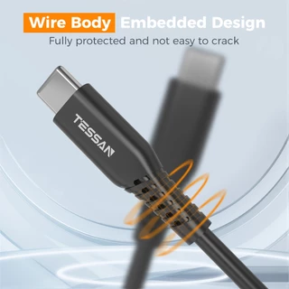 TESSAN 60W Fast Charge USB C ถึง USB C Type C สายชาร์จเร็วสําหรับโทรศัพท์ แล็ปท็อป 1 เมตร