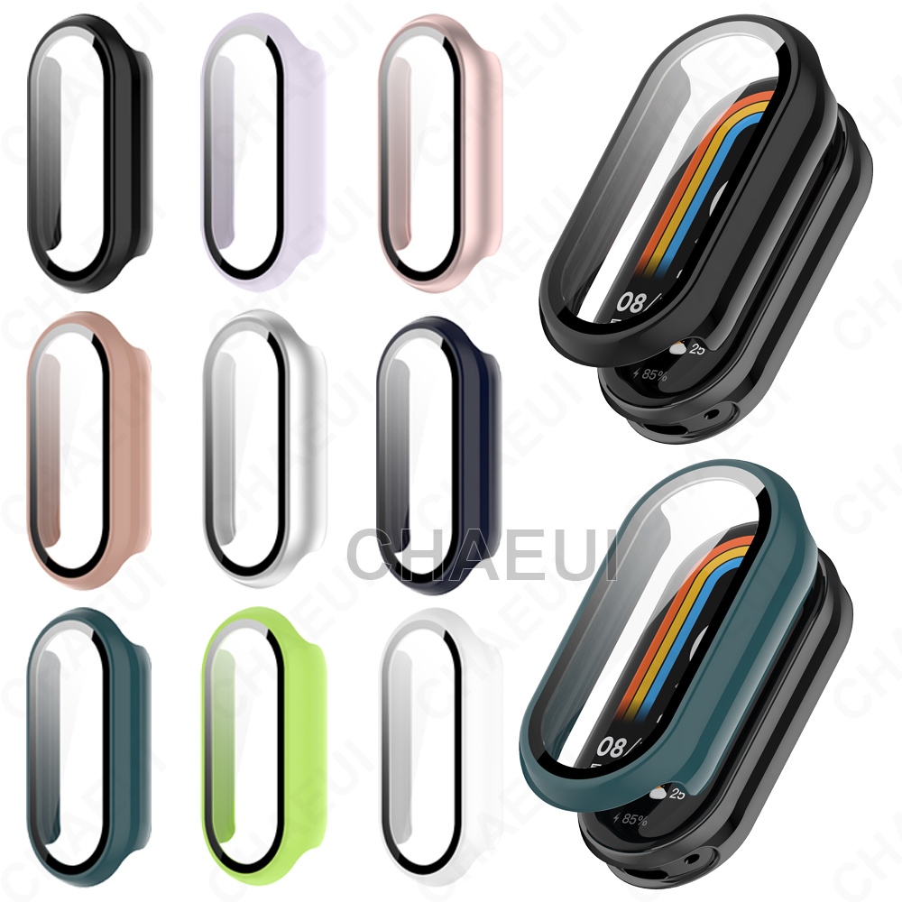 ตัวป้องกันหน้าจอพร้อมเคสพีซีฟิล์มอุปกรณ์เสริมคลุมทั้งหมดสําหรับ Xiaomi Smart Band 10 9 8 / Band 10 Ceramic Edition
