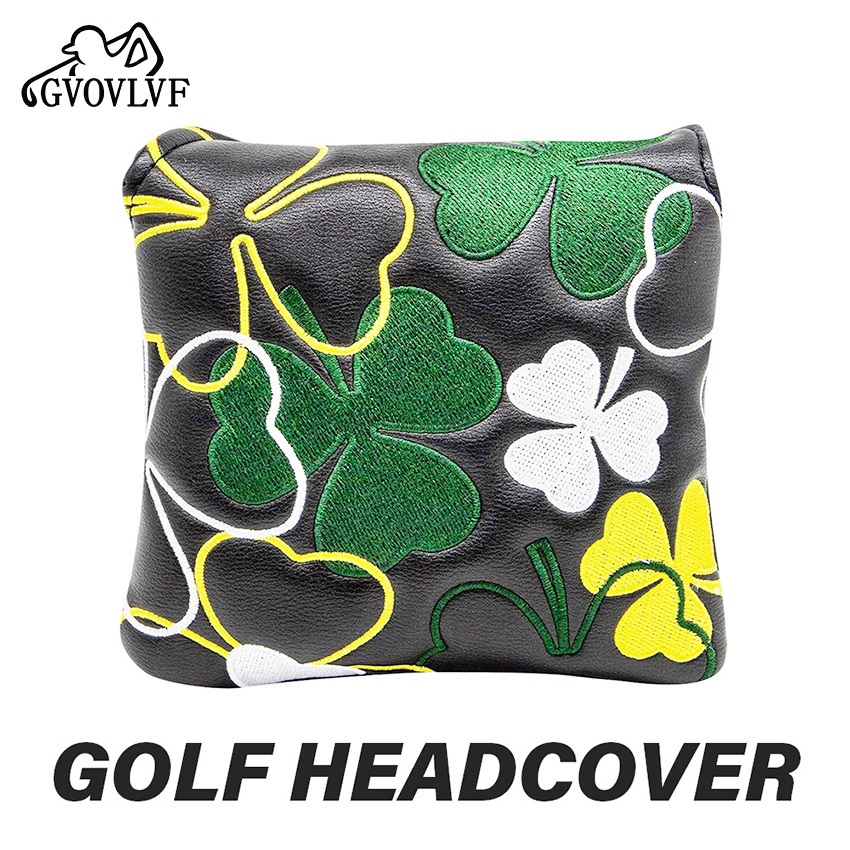 ฝาครอบพัตเตอร์กอล์ฟ L-Shaped Flat Square Putter ฝาครอบป้องกัน PU Magnetic Closed Rod Head Cover