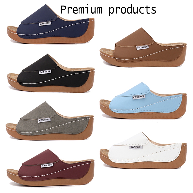 คลังสินค้าพร้อมรองเท้าส้นเตารีดผู้หญิง 2025 รองเท้าแตะผู้หญิงสไตล์ใหม่รองเท้าพื้นหนาพลัสไซส์ 43