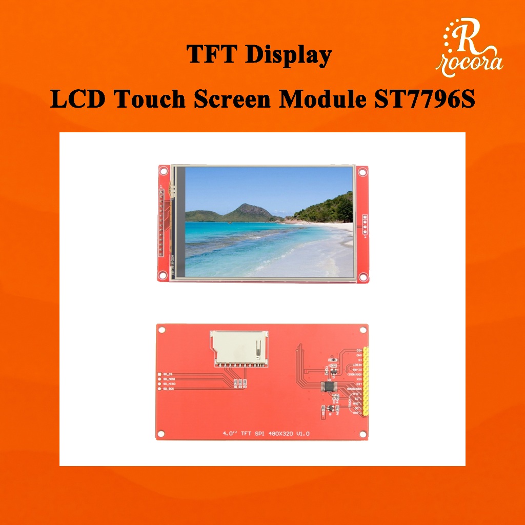 จอแสดงผล TFT LCD ขนาด 4.0 นิ้ว พร้อมหน้าจอสัมผัส 480x320 อินเทอร์เฟซ SPI ชิป ST7796S