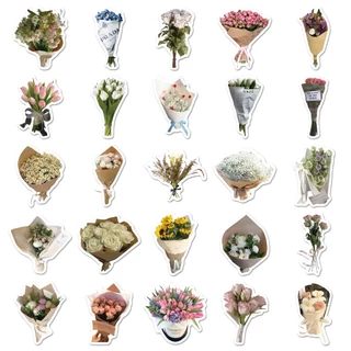 Vintage 50 ชิ้นดอกไม้ช่อดอกไม้สติกเกอร์กันน้ําสําหรับ Tumbler แล็ปท็อปเคสโทรศัพท์รถสติกเกอร์ Graffiti Creative DIY