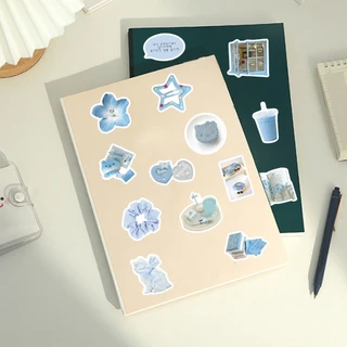 Ins สไตล์ 50 ชิ้นสีฟ้าอ่อนน่ารักสติกเกอร์กันน้ําสําหรับ Tumbler แล็ปท็อปเคสโทรศัพท์รถสติกเกอร์ Graffiti Creative DIY