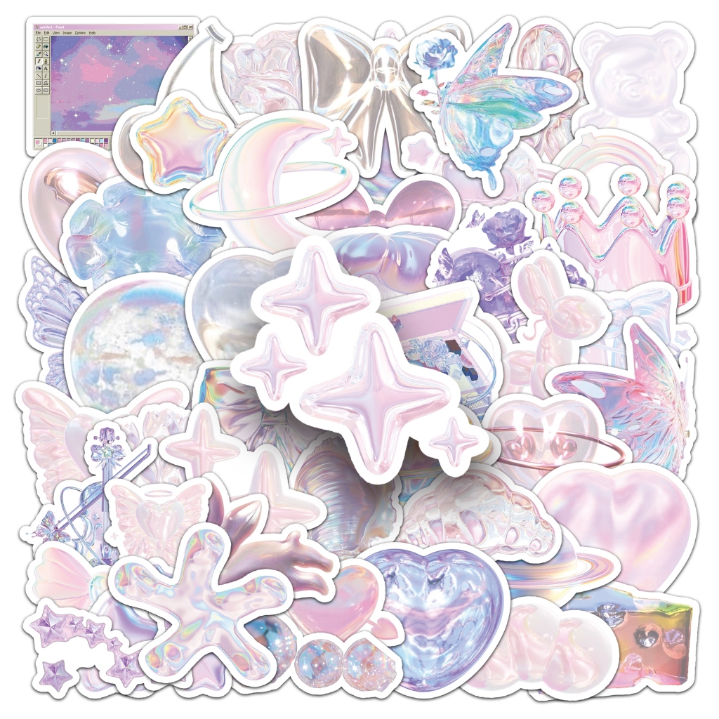 Ins สไตล์ 50 ชิ้นสีม่วงสีชมพู Dream Girls Journal สติกเกอร์สําหรับแล็ปท็อปสมุดภาพ Art หมวกกันน็อคสติกเกอร์ Graffiti กันน้ํา DIY