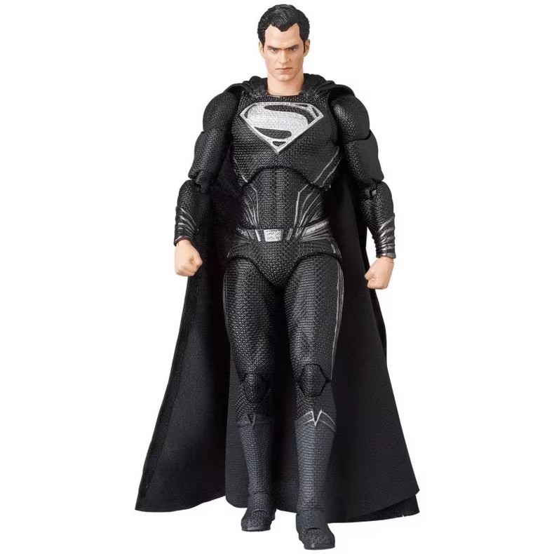 Medicom MAFIX Zack Snyders Justice League Black Suit Superman Action Figure Black Superman Reissue