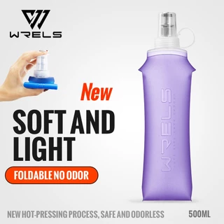 WRELS Tpu Leakproof Soft ขวดน้ําพับได้น้ําหนักเบาเหมาะสําหรับกีฬาวิ่ง Travel Fitness