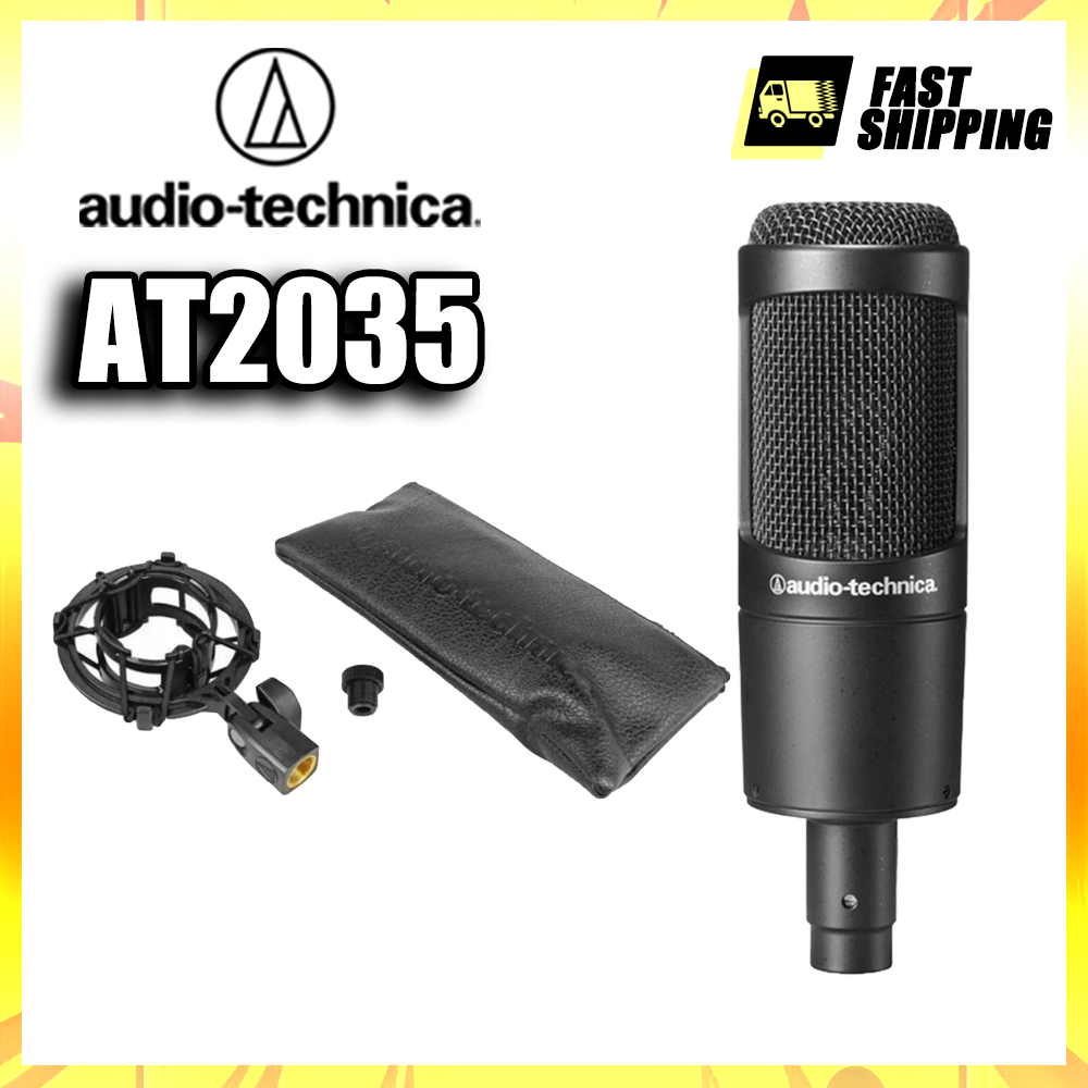 Audio-Technica AT2035 Cardioid Condenser Microphone for Studio, Podcasting and Streaming, สีดํา