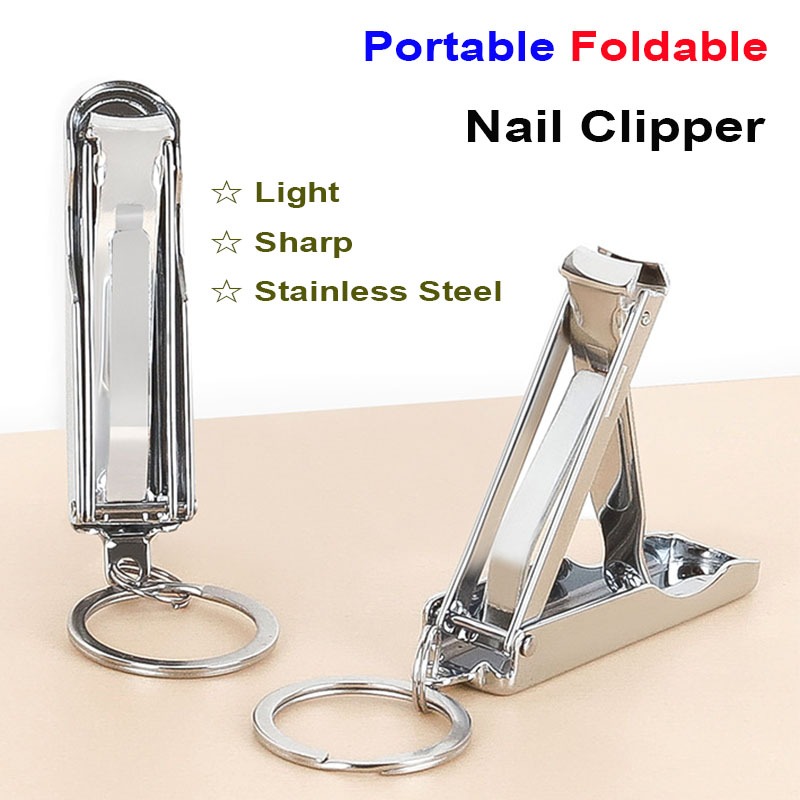 สแตนเลสกรรไกรตัดเล็บบางเฉียบมัลติฟังก์ชั่ตัดเล็บด้วยพวงกุญแจทําเล็บมือเล็บเท้าเครื่องมือ