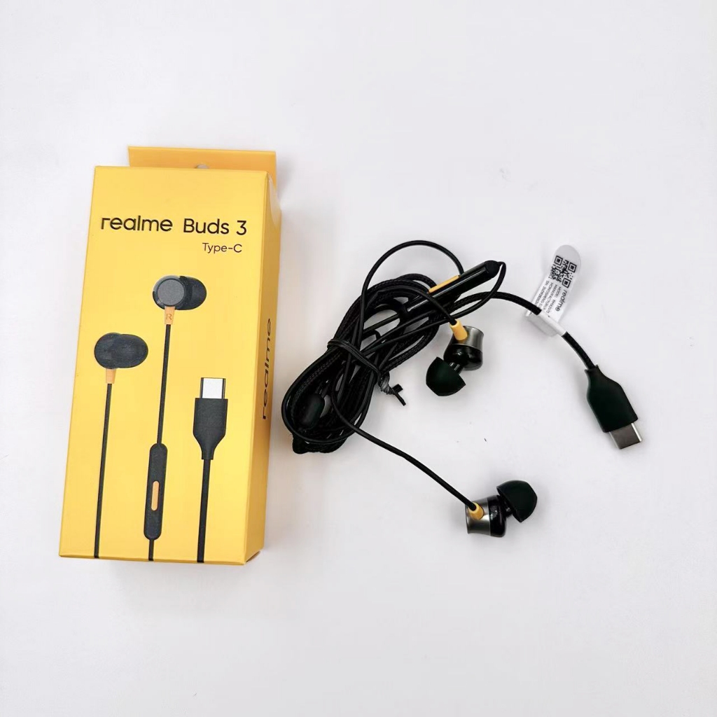 ใหม่ Original Realme Buds 3 ประเภท C หูฟังหูฟัง 3 หูฟังชนิดใส่ในหูแบบมีสายไมโครโฟนในตัวประเภท C พอร์