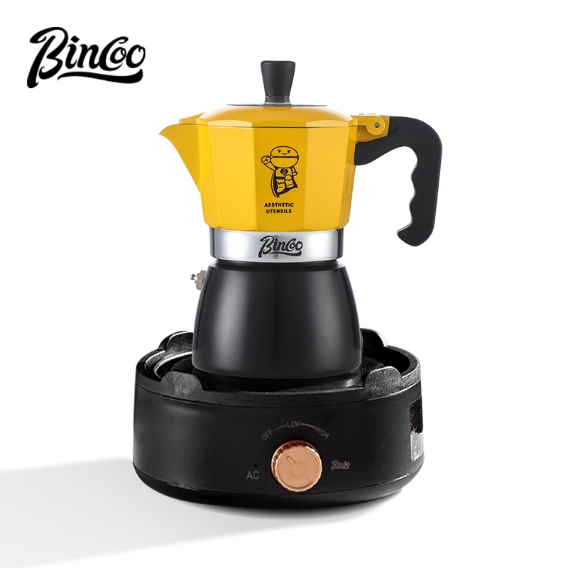 Bincoo Double Valve Moka Pot Set Concentrate Extraction Coffee Machine หม้อกาแฟขนาดเล็กเตาทําความร้อนไฟฟ้า ราคา ถูกที่สุด ดีลบีเคเค