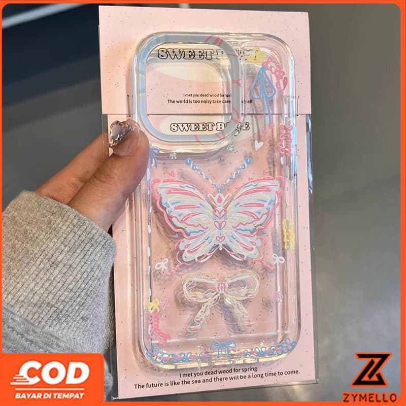 SAMSUNG สําหรับSamsung A55 A56 A07 A17 A06 A05S S24FE Simple Graffitiสายผีเสื้อกันกระแทกTPUเคสโทรศัพท์