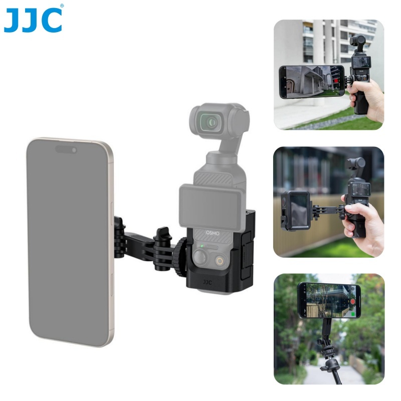 JJC Pocket 4P ที่วางโทรศัพท์แม่เหล็กสําหรับ DJI OSMO Pocket 4P 4 3, 180° อะแดปเตอร์ขยายแม่เหล็กแบบปรับได้ หน้าจอตรวจสอบโทรศัพท์มือถือ