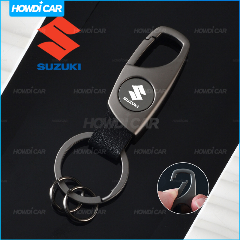 SUZUKI พวงกุญแจสีดําด้านย้อนยุคป้องกันการสูญหายพวงกุญแจสําหรับซูซูกิ