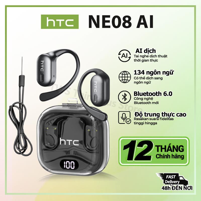 HTC NE08 AI ชุดหูฟังแปลบลูทูธ v6.0 การออกแบบตะขอหูชุดหูฟังไร้สายอายุการใช้งานแบตเตอรี่ยาวนาน TWS แบบ