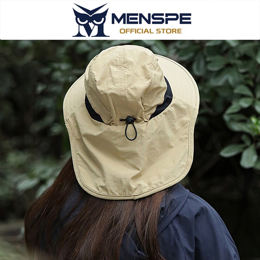 MENSPE หมวกกันแดดขนาดใหญ่สำหรับชายหาด พร้อมผ้าคลุมไหล่ ออกแบบให้สวมใส่ง่าย และพกพาสะดวก เหมาะสำหรับอากาศร้อน - รูปที่ 4