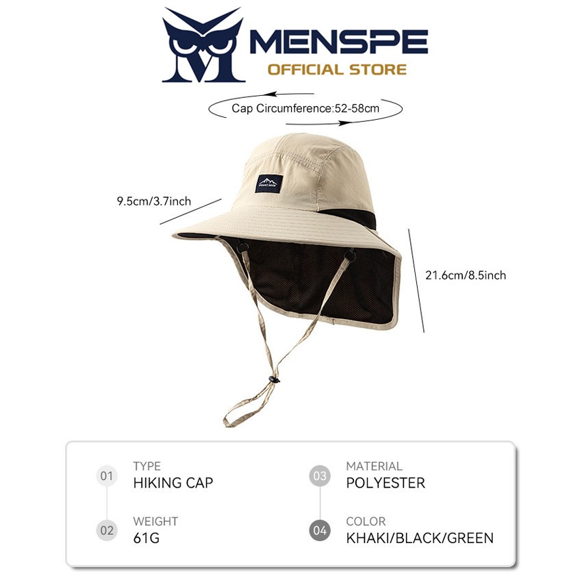 MENSPE หมวกกันแดดขนาดใหญ่สำหรับชายหาด พร้อมผ้าคลุมไหล่ ออกแบบให้สวมใส่ง่าย และพกพาสะดวก เหมาะสำหรับอากาศร้อน - รูปที่ 6