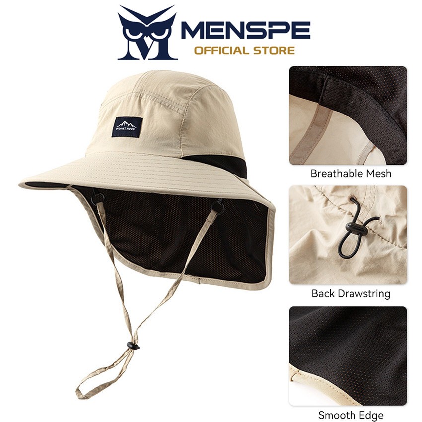 MENSPE หมวกกันแดดขนาดใหญ่สำหรับชายหาด พร้อมผ้าคลุมไหล่ ออกแบบให้สวมใส่ง่าย และพกพาสะดวก เหมาะสำหรับอากาศร้อน - รูปที่ 5