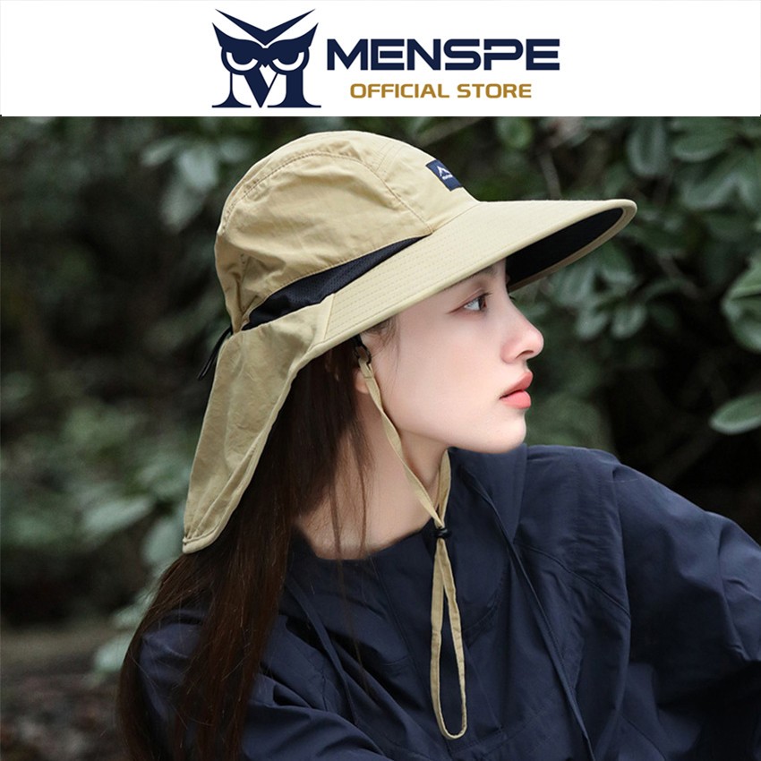 MENSPE หมวกกันแดดขนาดใหญ่สำหรับชายหาด พร้อมผ้าคลุมไหล่ ออกแบบให้สวมใส่ง่าย และพกพาสะดวก เหมาะสำหรับอากาศร้อน - รูปที่ 3