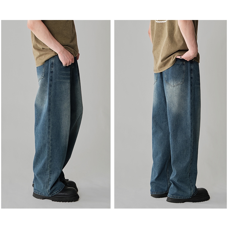 COOYA กางเกงยีนส์ผู้ชาย 4 สี! กางเกงยีนส์ขาตรงทรงหลวมสไตล์เกาหลี 2025 แต่งซิป  สไตล์อเมริกัน ไฮสตรีท วินเทจว สลิมฟิต ฮิปฮอป - รูปที่ 5