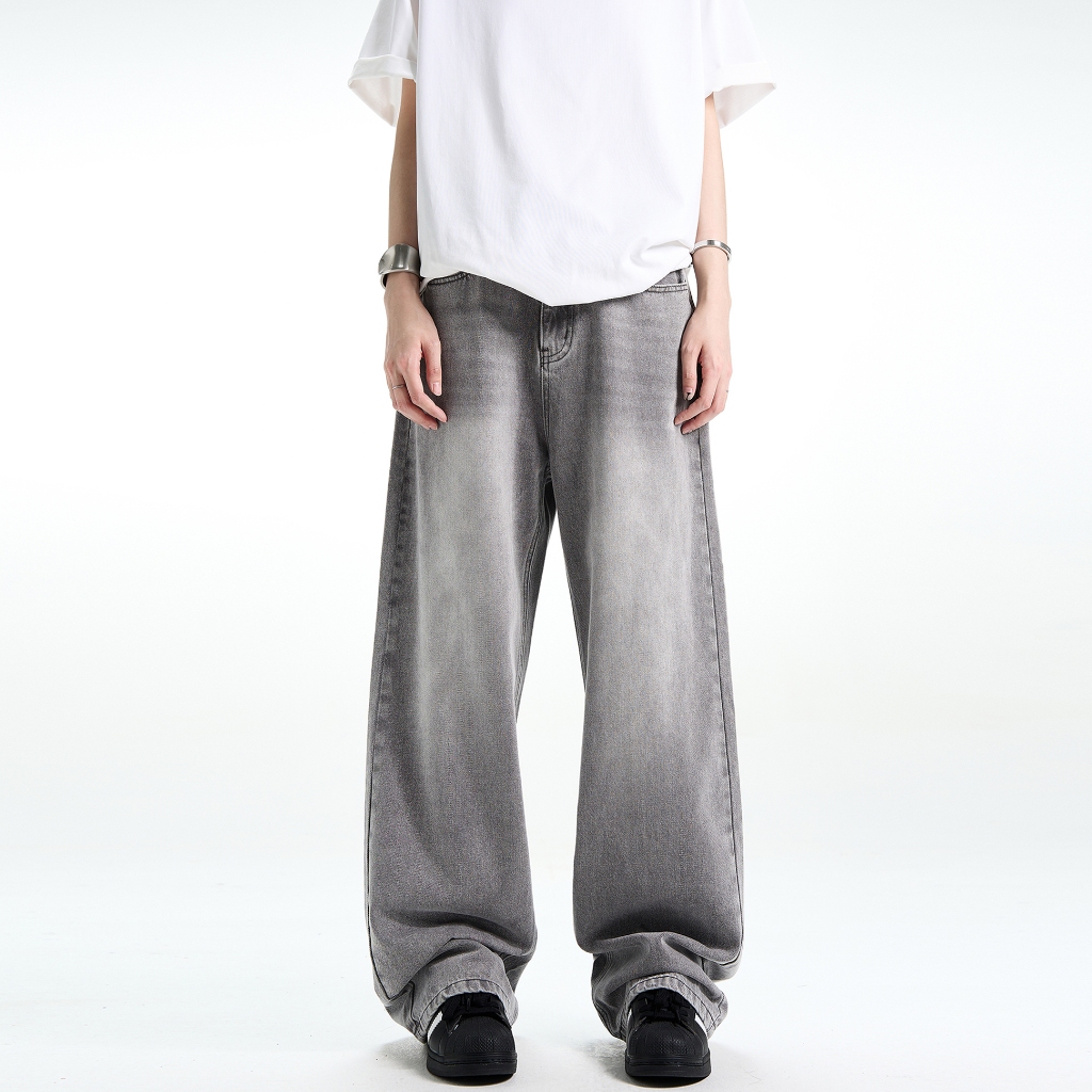 COOYA กางเกงยีนส์ผู้ชาย 4 สี! กางเกงยีนส์ขาตรงทรงหลวมสไตล์เกาหลี 2025 แต่งซิป  สไตล์อเมริกัน ไฮสตรีท วินเทจว สลิมฟิต ฮิปฮอป - รูปที่ 7