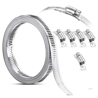 304 Stainless Steel Worm Clamp Hose Clamp Strap with Fasteners Adjustable DIY Pipe Hose Clamp