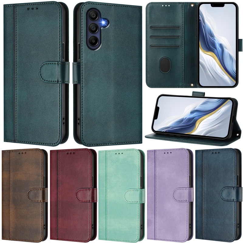 Deluxe สําหรับ Samsung Galaxy A27 A57 A37 A17 A07 A06 A16 A26 A56 A36 M56 M36 5G A16 4G Retro กระเป๋าสตางค์ช่องเสียบการ์ดผิวหนังแม่เหล็กพลิกฝาครอบป้องกันปลอก