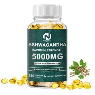 Ashwagandha Maximum Strength Capsules 5000mg สําหรับอารมณ์เค…