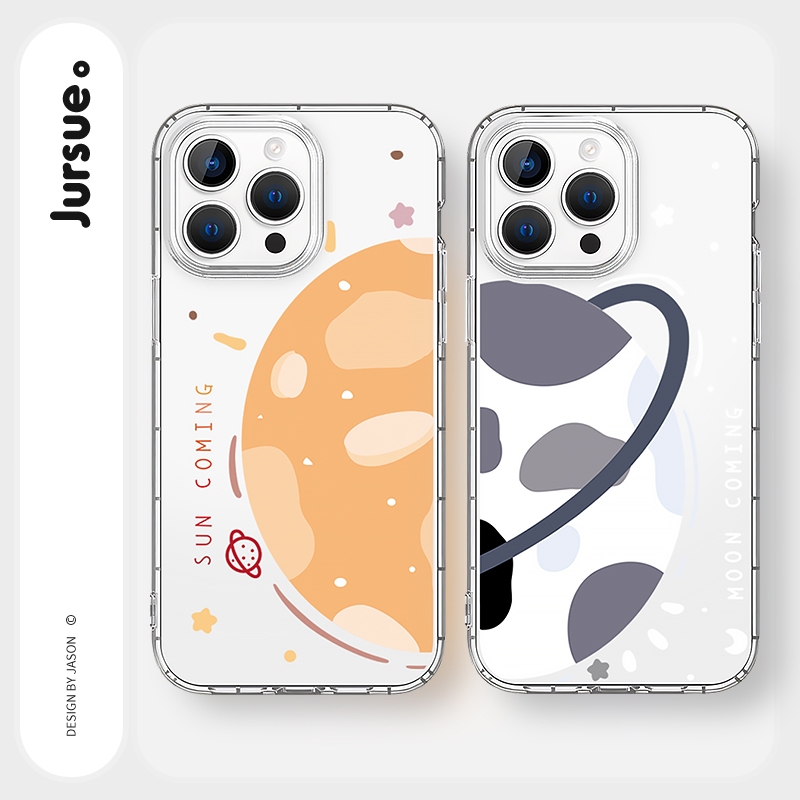 JURSUE เคสคู่ เคสไอโฟน คู่รัก กันกระแทกซิลิโคนนุ่มใสการ์ตูนตลก เคสโทรศัพท์ Compatible for iPhone 16 15 14 13 12 11 Pro Max SE 2020 X XR XS 8 7 Plus พลัส Y1263