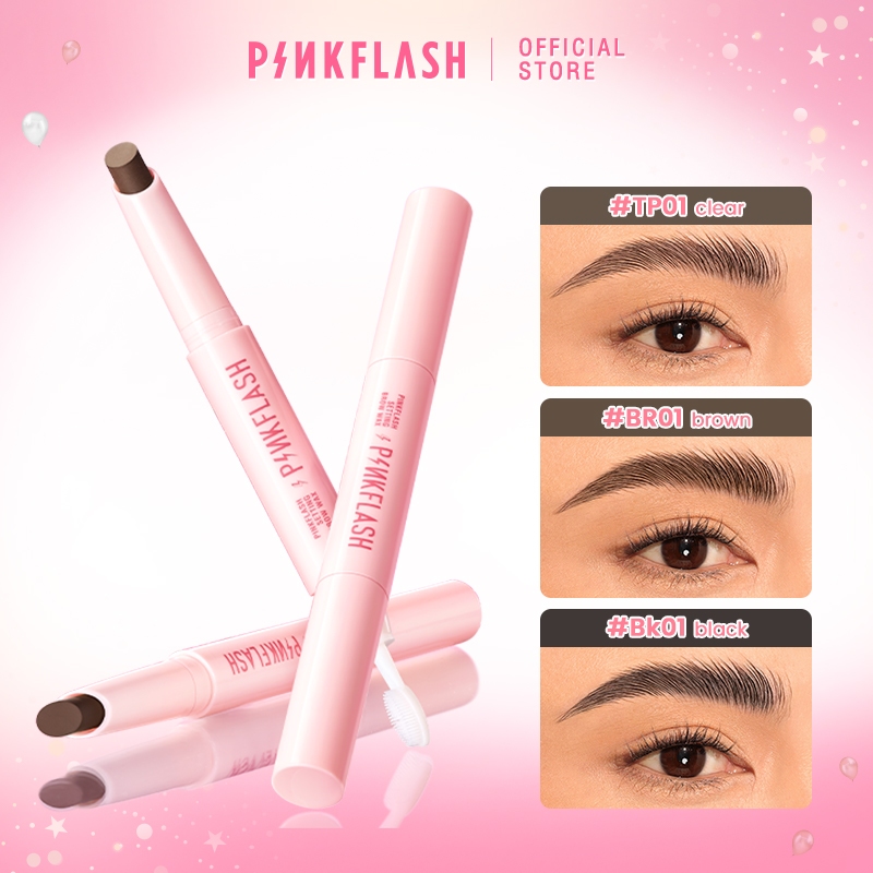 PINKFLASH #UpNSet 2-in-1 กันน้ํา Sculpting Brow Soap Long-lasting Brow Tinted Lift Brow จัดแต่งทรงผมสบู่คิ้วแต่งหน้าสีดําสีน้ําตาลใส